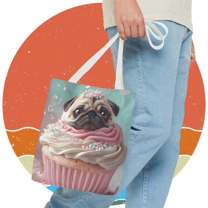 Pug as a Cupcake: "Frosted Friend" | Tote Bag (AOP) | Puppy Love Edition™