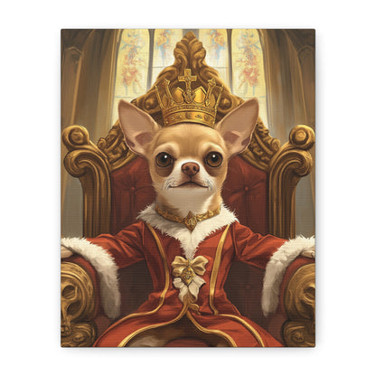 Chihuahua King on Throne: "Royal Canine Court" | Matte Canvas Print, Stretched, 1.25 | Historical Fiction Edition™