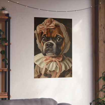 Boxer in Vintage Lace Bonnet: "Timeless Resolve" | Matte Vertical Posters | Puppy Love Edition™