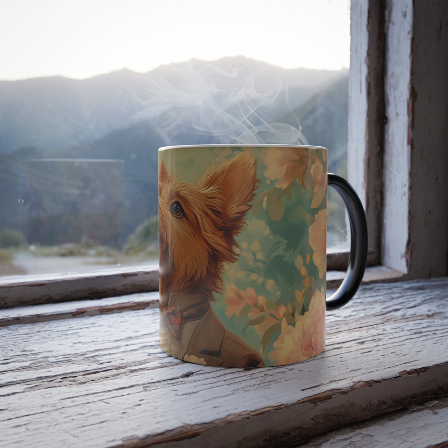 Edwardian Elegance Edition™: Yorkie in Bloom | Color Morphing Coffee Mug, 11oz |