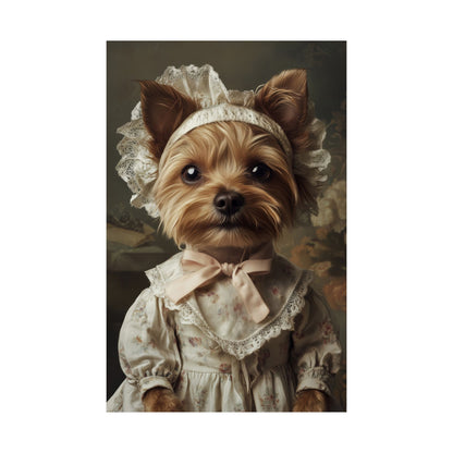 Yorkshire Terrier in Victorian Gown: "Gentle Grace" | Matte Vertical Posters | Puppy Love Edition™