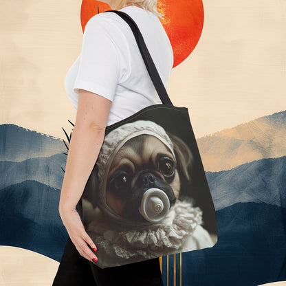 Pug in Ivory Bonnet: "Timeless Innocence" | Tote Bag (AOP) | Puppy Love Edition™