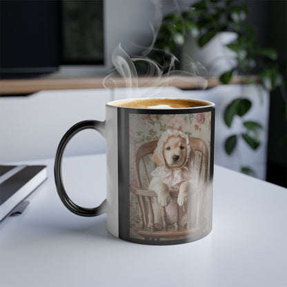 Golden Retriever in High Chair: "Victorian Pup" | Color Morphing Coffee Mug, 11oz | Puppy Love Edition™