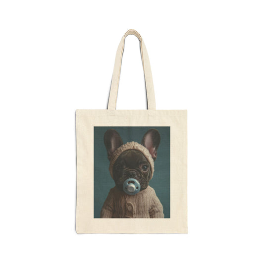 French Bulldog in Cozy Knit Sweater: "Bundle of Joy" | Canvas Tote Bag | Puppy Love Edition™