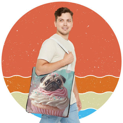 Pug as a Cupcake: "Frosted Friend" | Tote Bag (AOP) | Puppy Love Edition™