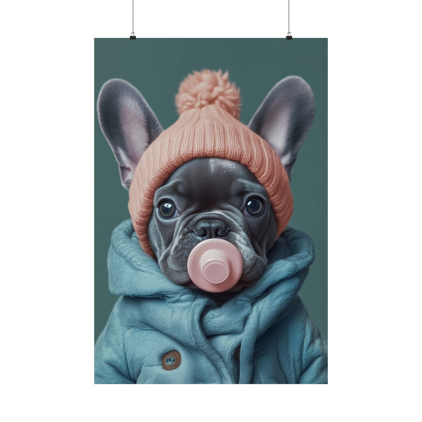 French Bulldog in Winter Baby Attire: "Cozy Cutie" | Matte Vertical Posters | Puppy Love Edition™: