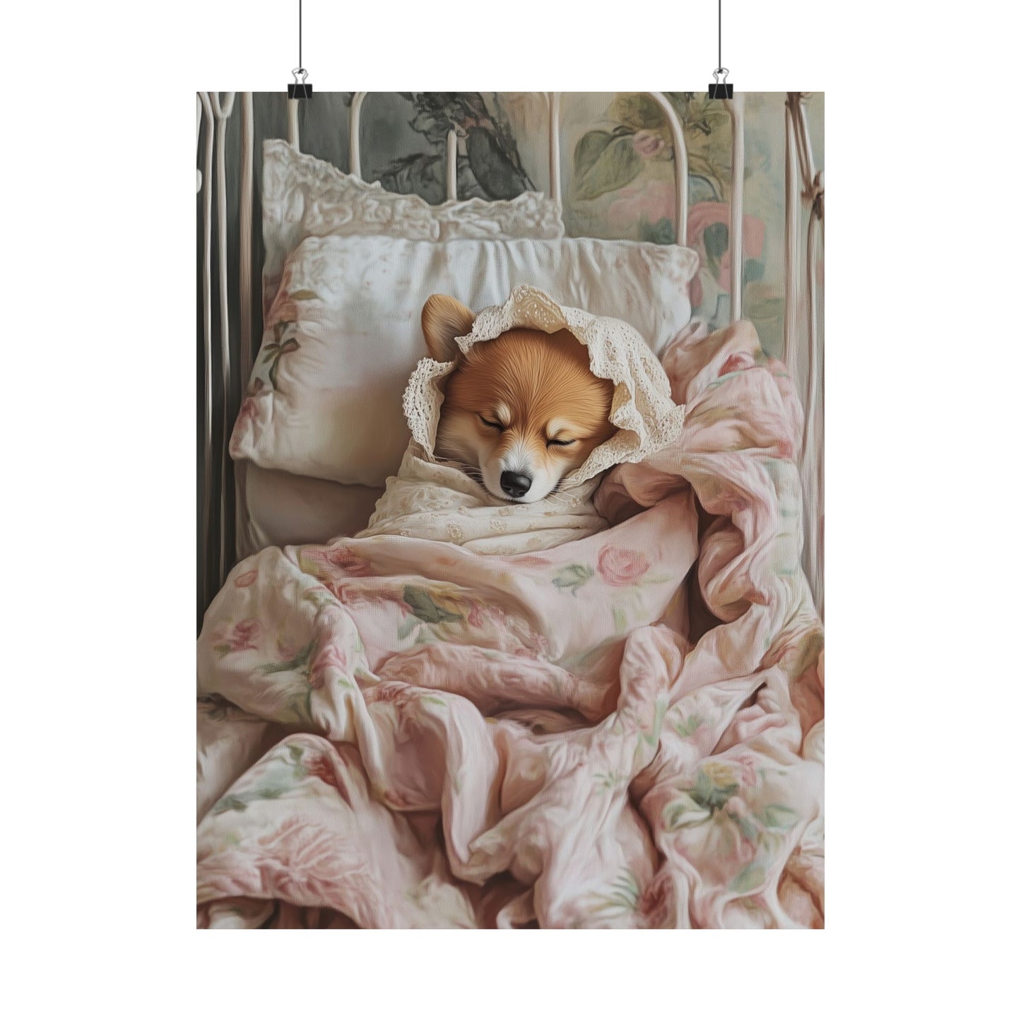 Corgi Swaddled: "Dreamy Nap" | Matte Vertical Posters | Puppy Love Edition™