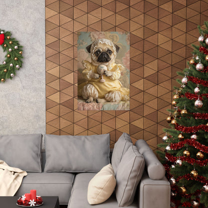 Pug in Yellow Frills: "Victorian Darling" | Matte Vertical Posters | Puppy Love Edition™: