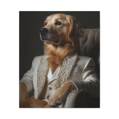 Golden Retriever in Pearl-Studded Suit: "The Golden Elegance" | Matte Canvas Print, Stretched, 1.25 | Pawgue Chic Edition™