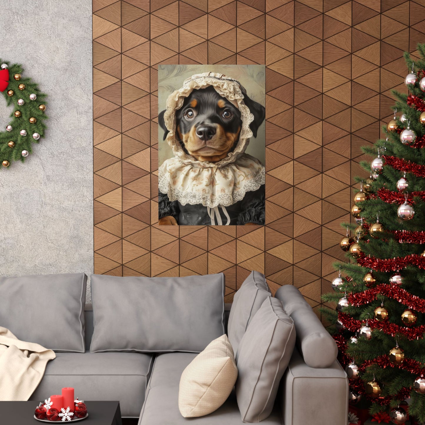 Rottweiler in Victorian Lace Bonnet: "Timeless Companion" | Matte Vertical Posters | Puppy Love Edition™