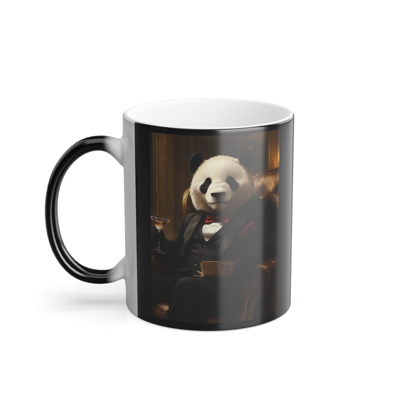 Panda Lounging in a Tuxedo: "The Polished Panda" | Color Morphing Coffee Mug, 11oz | Pawgue Chic Edition™