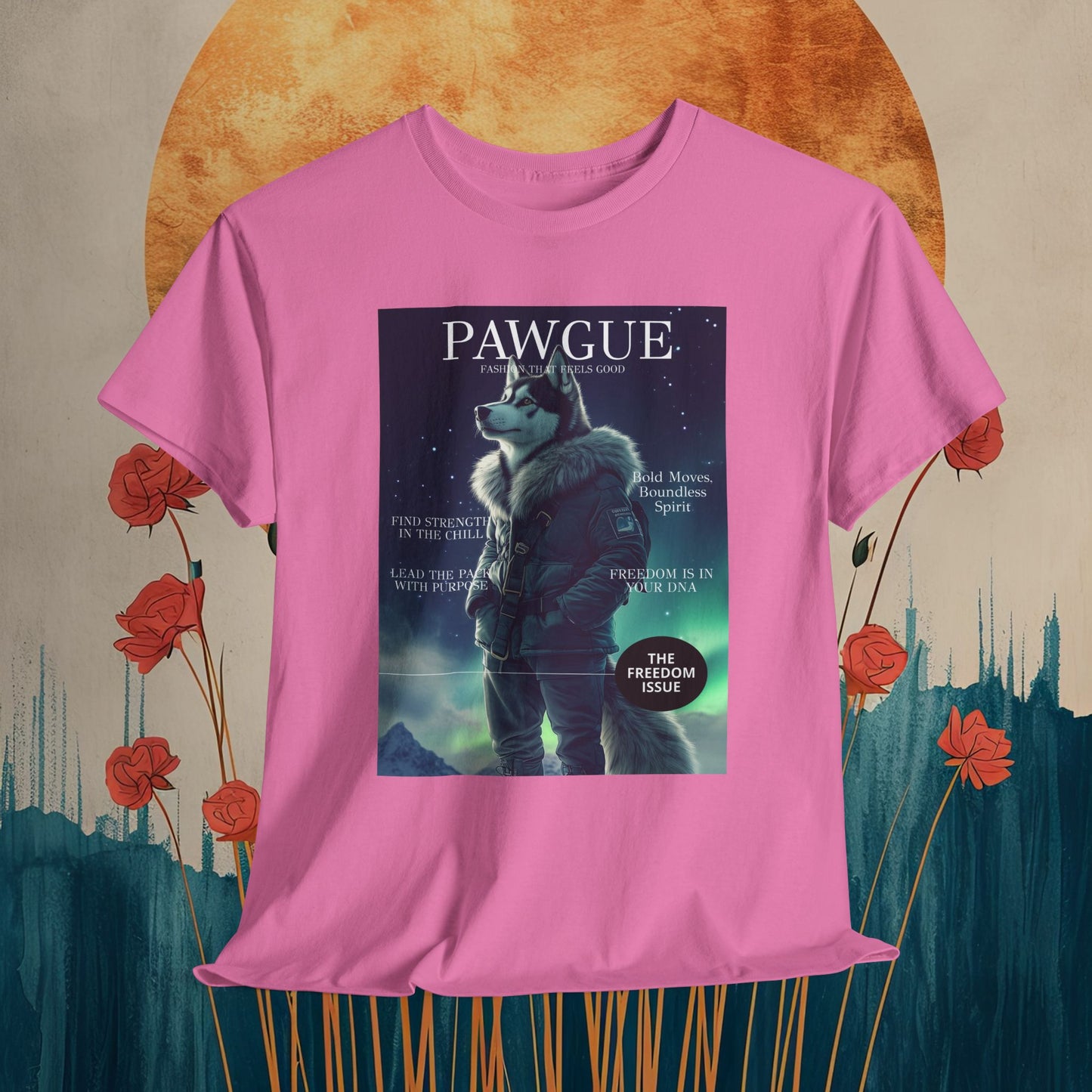 Husky under the Northern Lights: "Cover" | T Shirt | Pawgue Chic Edition™