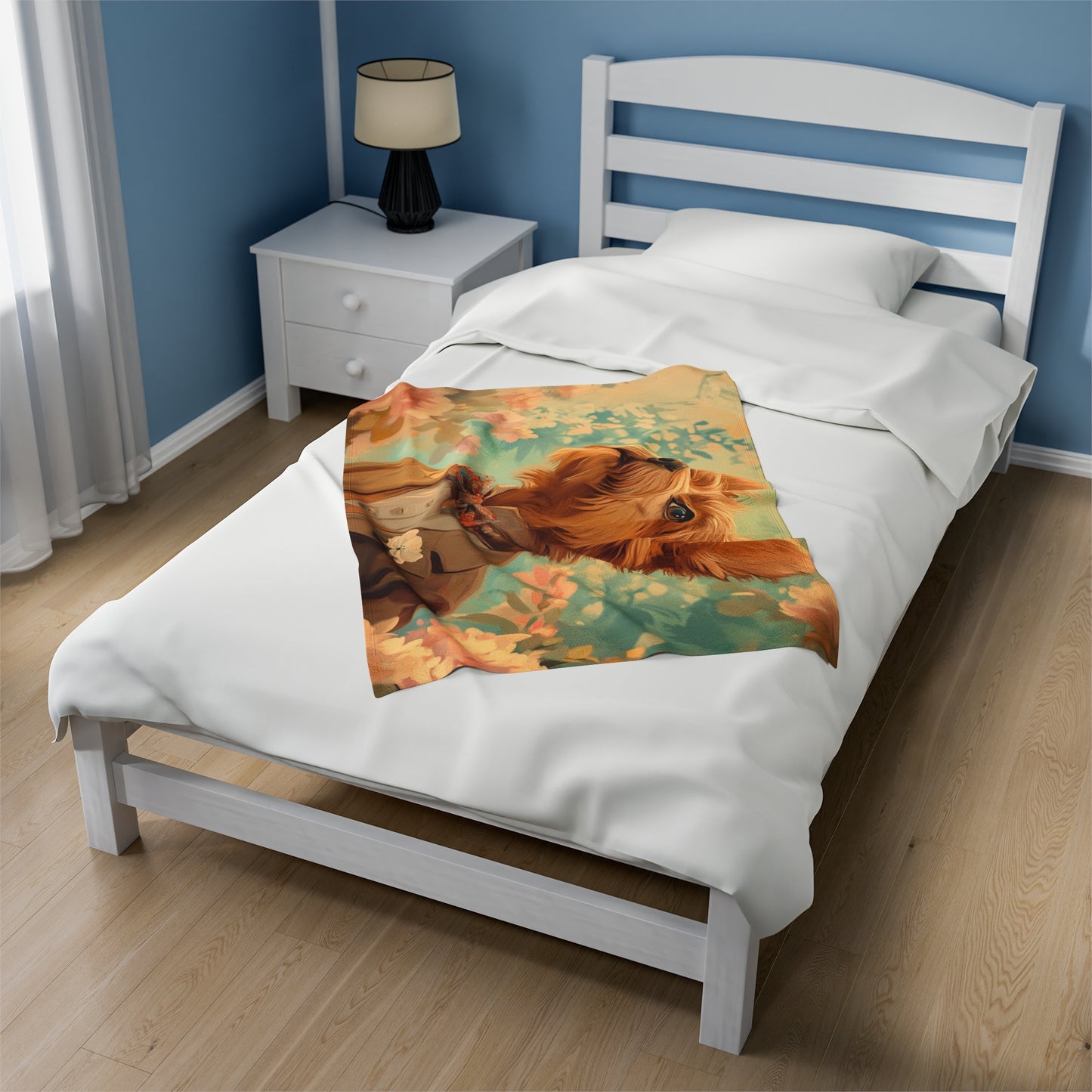 Historical Fiction Collection™: "Yorkie in Bloom"   | Velveteen Plush Blanket