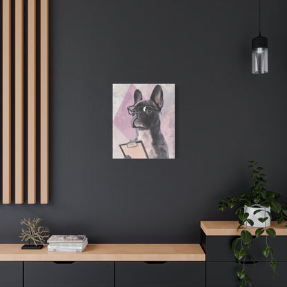 French Bulldog with Clipboard: "Inspector Pawfection." | Matte Canvas Print, Stretched, 1.25 | Working Dogs Edition™