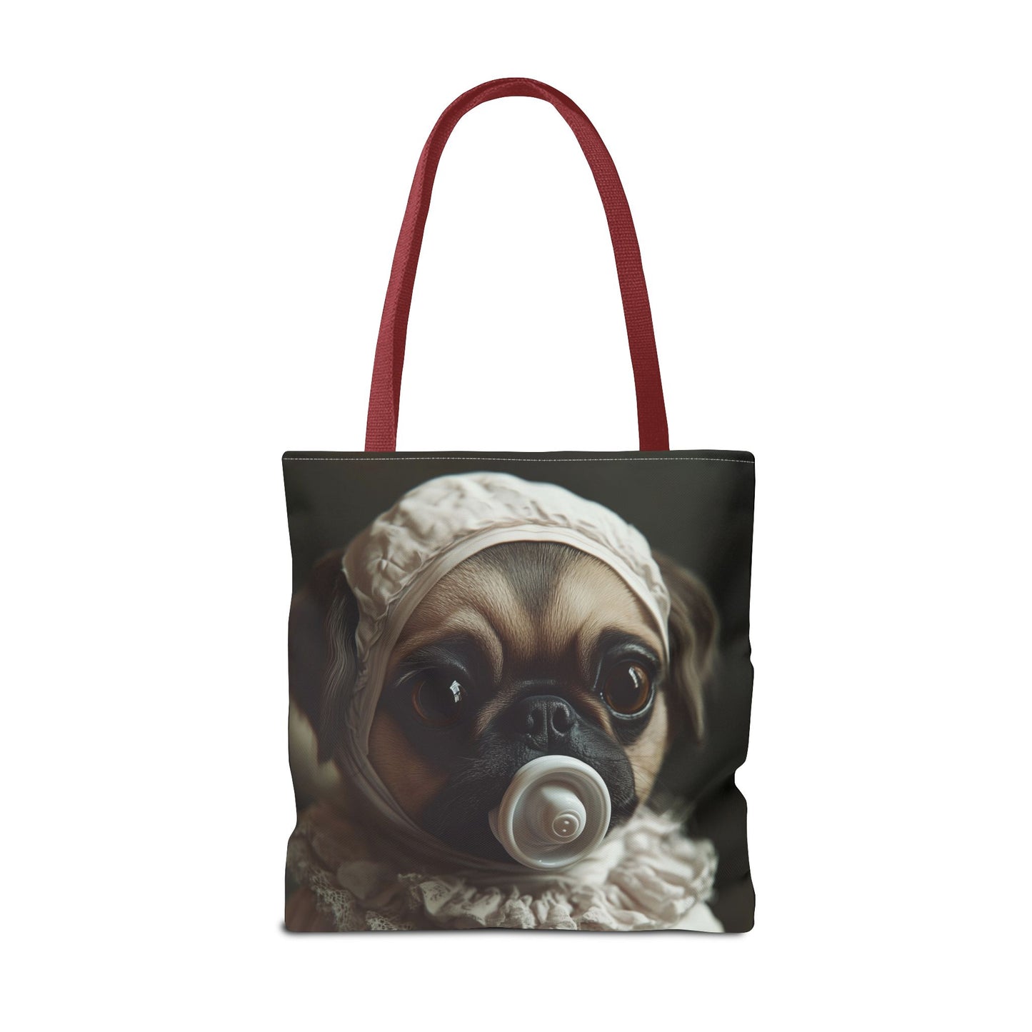 Pug in Ivory Bonnet: "Timeless Innocence" | Tote Bag (AOP) | Puppy Love Edition™