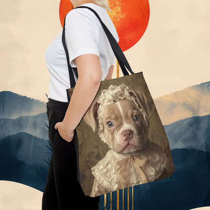 Pit Bull in Ivory Lace: "Regal Innocence" | Tote Bag (AOP) | Puppy Love Edition™