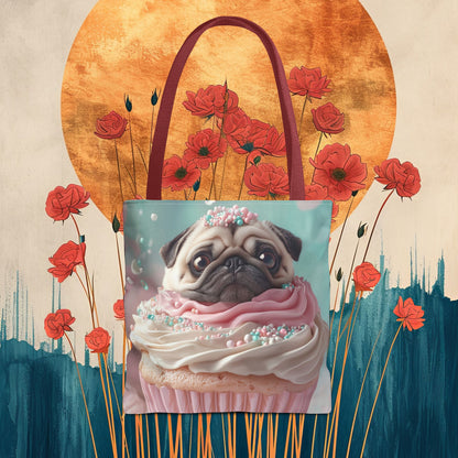 Pug as a Cupcake: "Frosted Friend" | Tote Bag (AOP) | Puppy Love Edition™