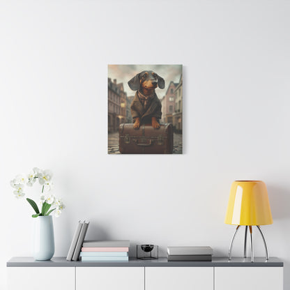 Dachshund in Tweed | Matte Canvas Print, Stretched, 1.25 | Pawgue Chic Collection™