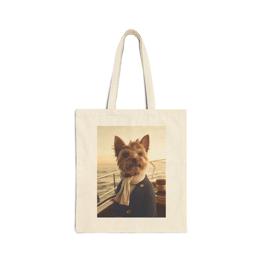 Yorkshire Terrier on a Yacht: "The Maritime Maven" | Canvas Tote Bag | Pawgue Chic Edition™