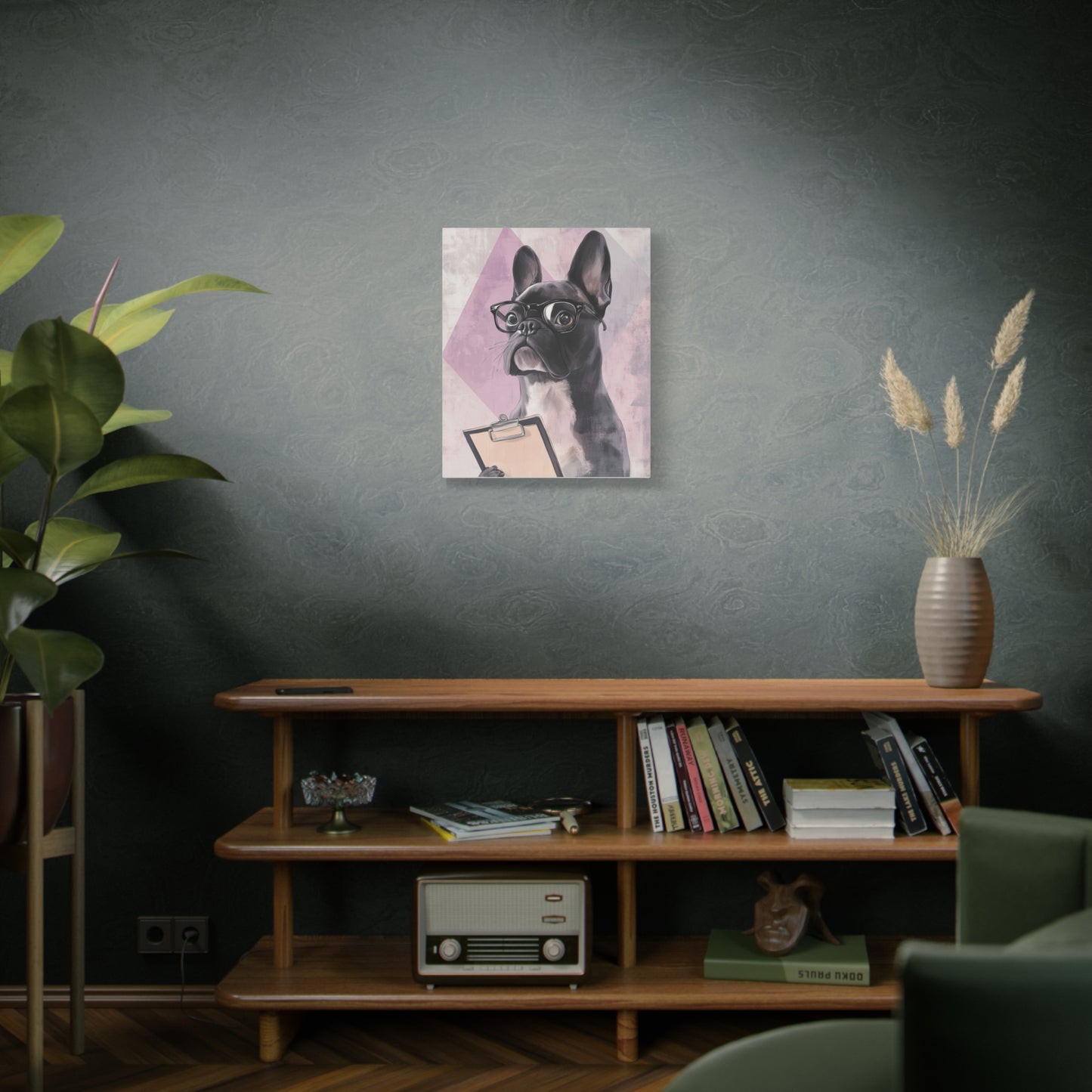 French Bulldog with Clipboard: "Inspector Pawfection." | Matte Canvas Print, Stretched, 1.25 | Working Dogs Edition™