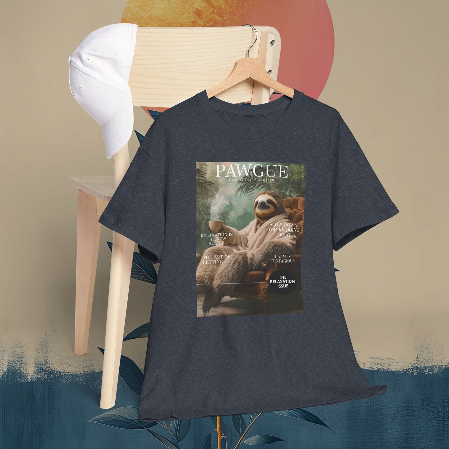 Sloth in Bathrobe with Coffee: "Cover" | T Shirt | Pawgue Chic Edition™