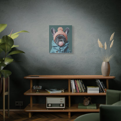 French Bulldog in Winter Baby Attire: "Cozy Cutie" | Matte Canvas Print, Stretched, 1.25 | Puppy Love Edition™