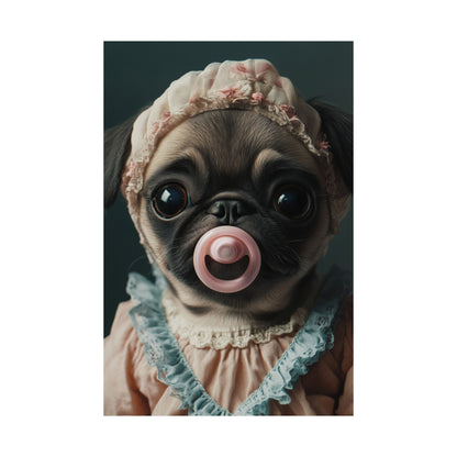 Pug in Peach and Lace: "Blushing Belle" | Matte Vertical Posters | Puppy Love Edition™