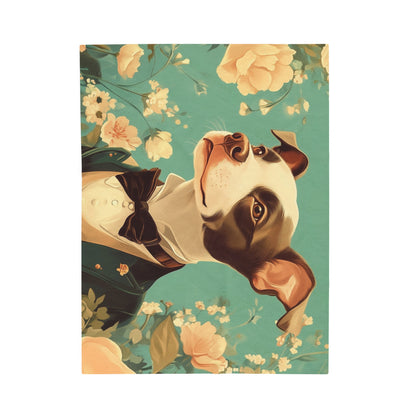 Historical Fiction Collection™: "Refined Pup in Florals"   | Velveteen Plush Blanket