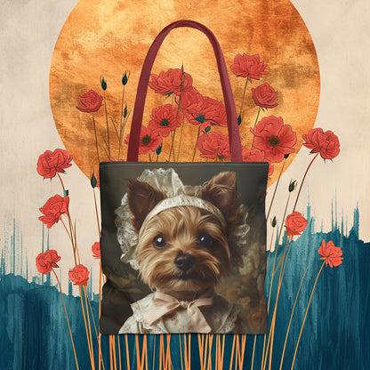 Yorkshire Terrier in Victorian Gown: "Gentle Grace" | Tote Bag (AOP) | Puppy Love Edition™