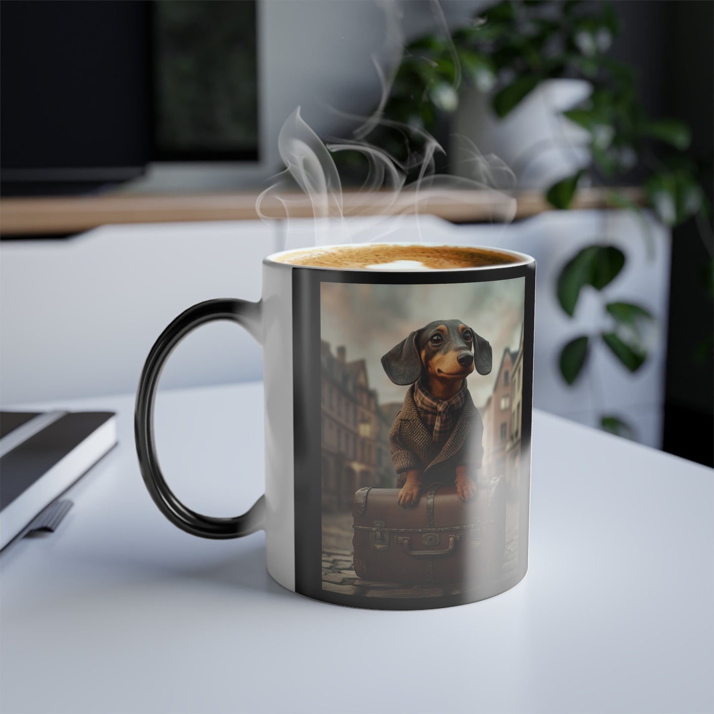 Dachshund in Tweed: "The Traveling Gentleman" | Color Morphing Coffee Mug, 11oz | Pawgue Chic Edition™