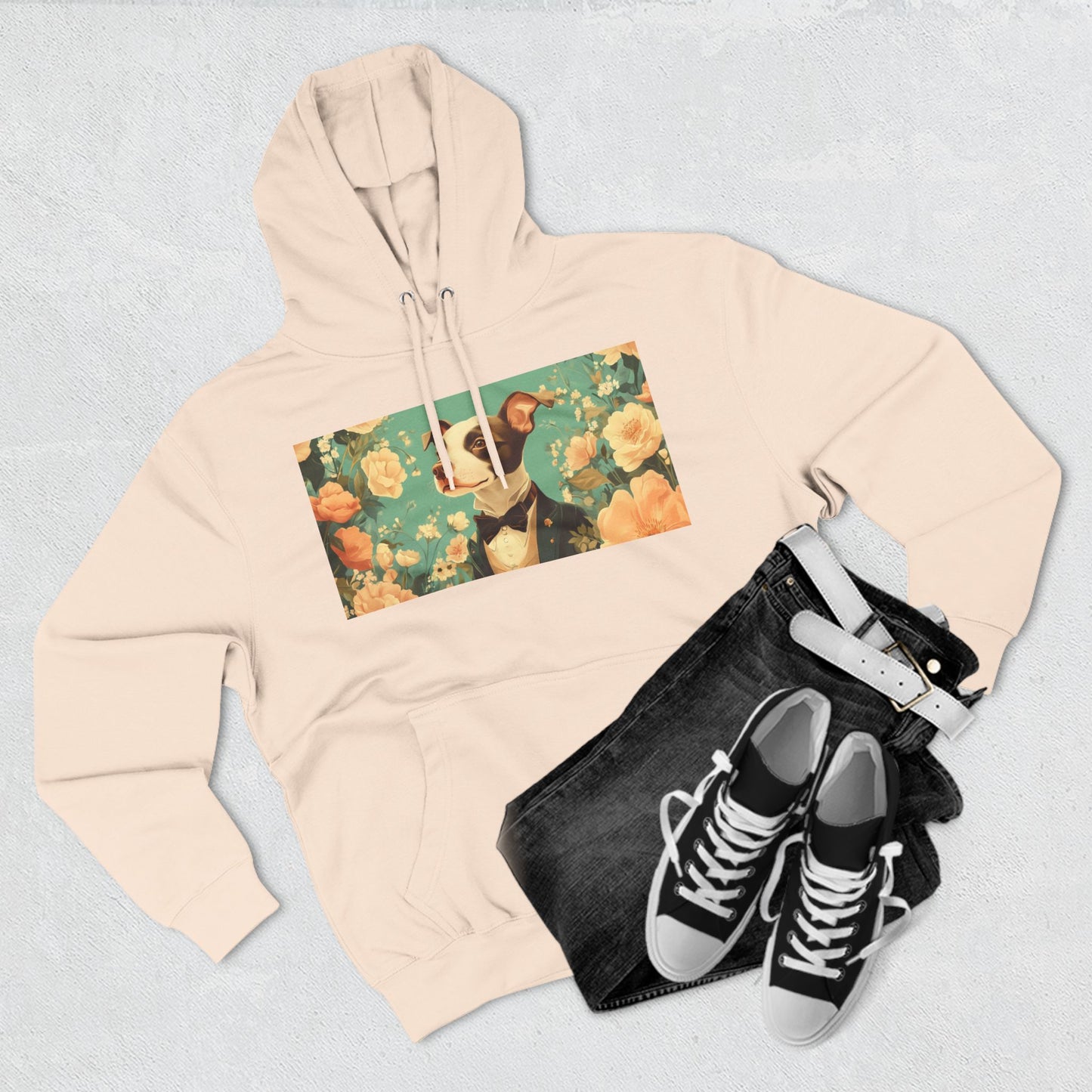 Historical Fiction Collection™: "Refined Pup in Florals" | Hoodie