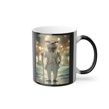 Otter in White Suit: "The River Aristocrat" | Color Morphing Coffee Mug, 11oz | Pawgue Chic Edition™