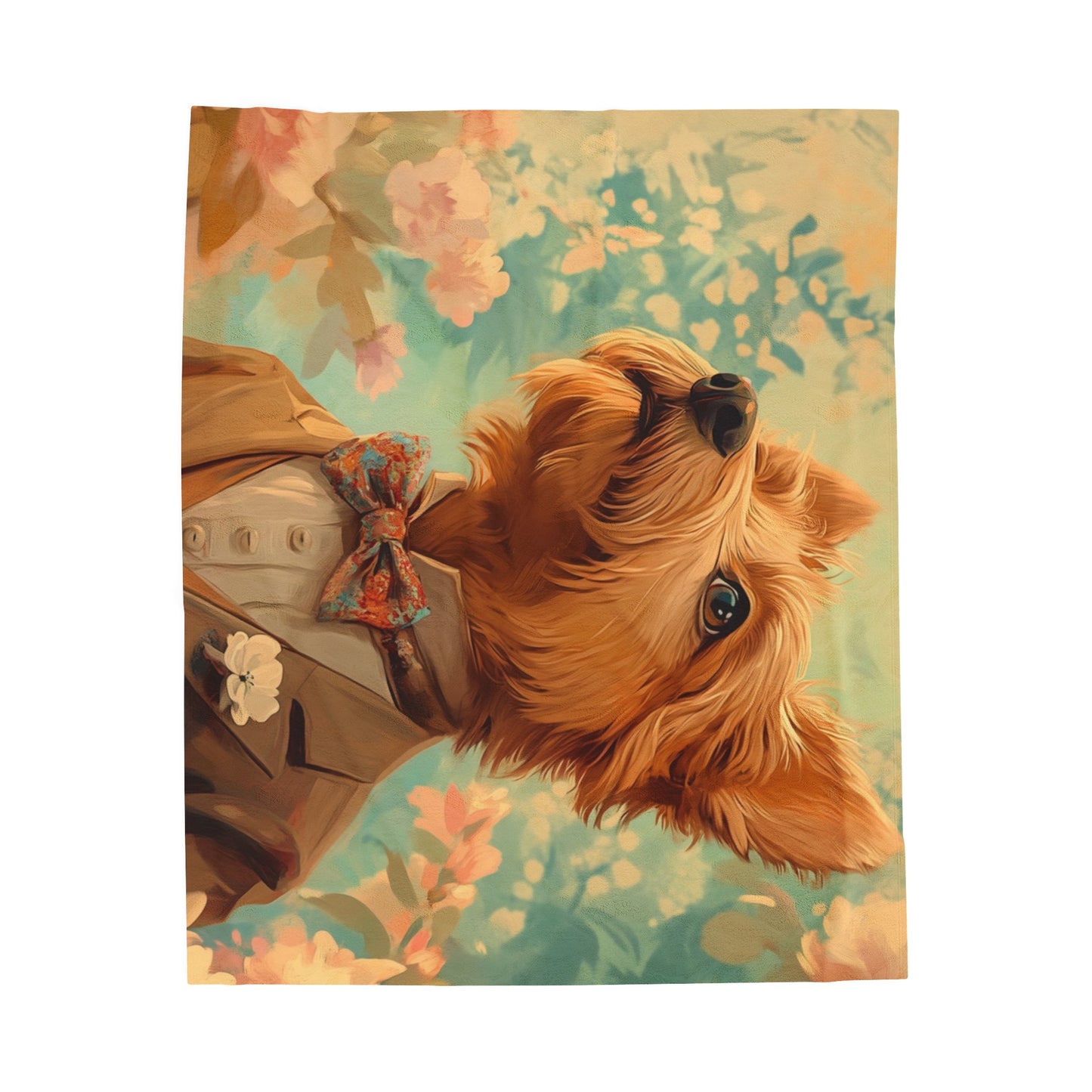 Historical Fiction Collection™: "Yorkie in Bloom"   | Velveteen Plush Blanket