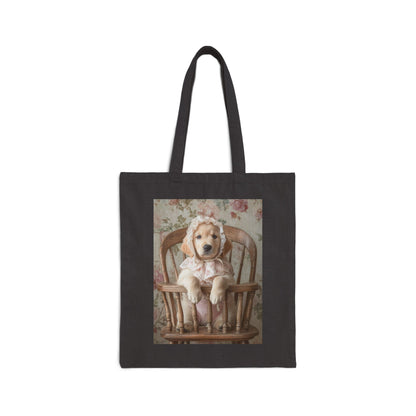 Golden Retriever in High Chair: "Victorian Pup" | Canvas Tote Bag | Puppy Love Edition™