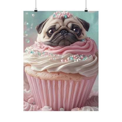 Pug in a Cupcake: "Sugar & Sprinkles" | Matte Vertical Posters | Puppy Love Edition™