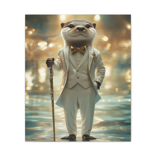 Otter in White Suit: "The River Aristocrat" | Matte Canvas Print, Stretched, 1.25 | Pawgue Chic Edition™