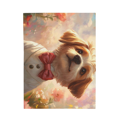 Historical Fiction Collection™: "Dapper Dog in Bloom"   | Velveteen Plush Blanket