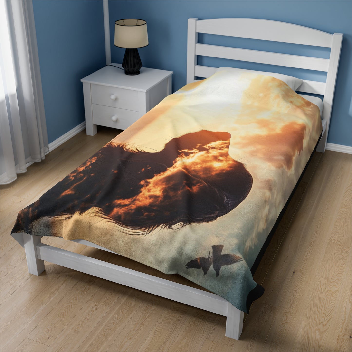 Enchanted Paws Collection™: "Skybound Spirit" | Velveteen Plush Blanket