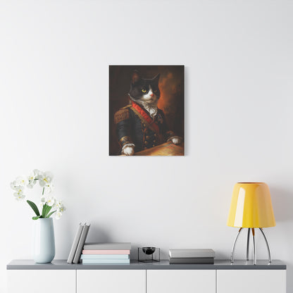 Tuxedo Cat as Napoleon: "Imperial Feline Majesty." | Matte Canvas Print, Stretched, 1.25 | Historical Fiction Edition™