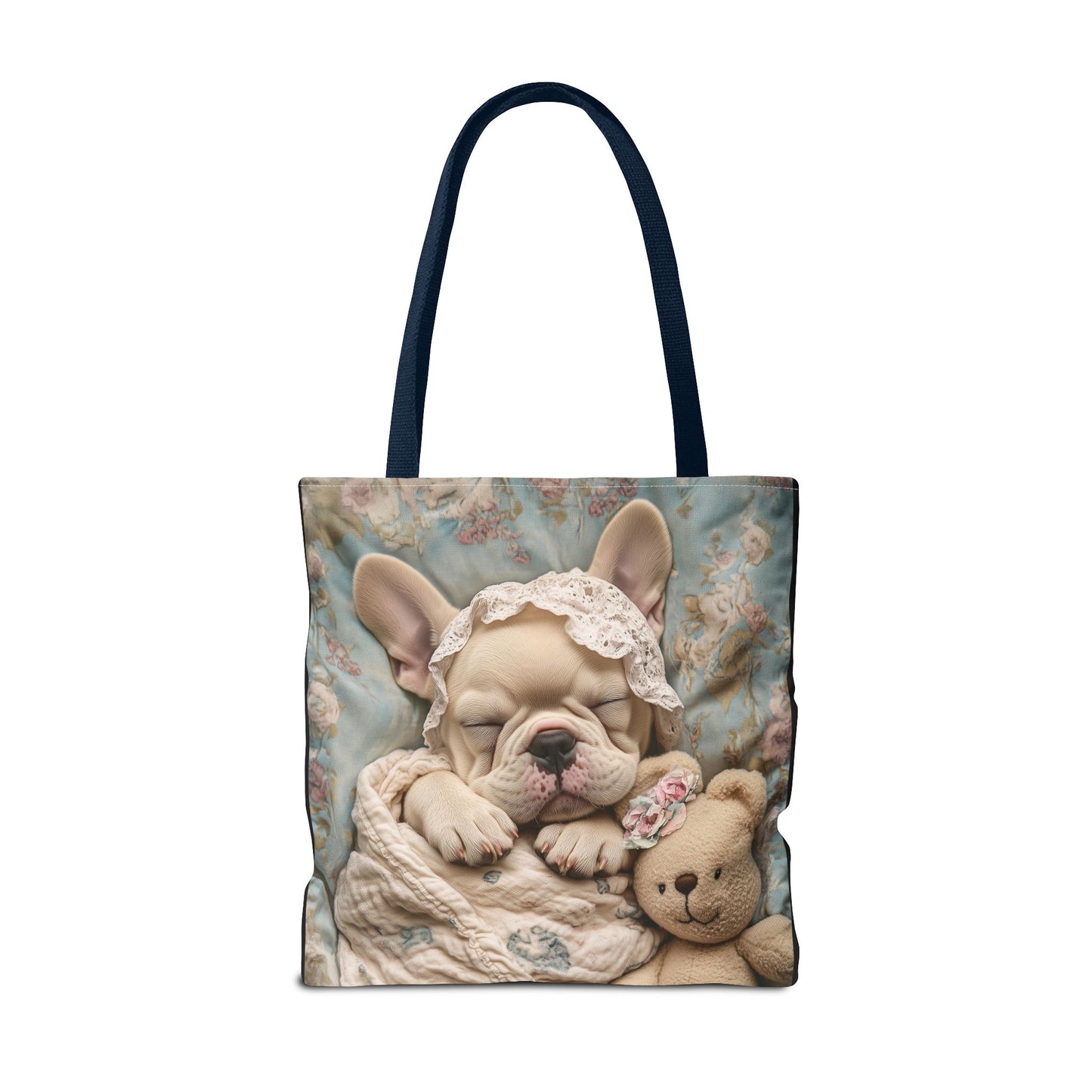 French Bulldog in Baby Bonnet: "Dreamy Slumber" | Tote Bag (AOP) | Puppy Love Edition™