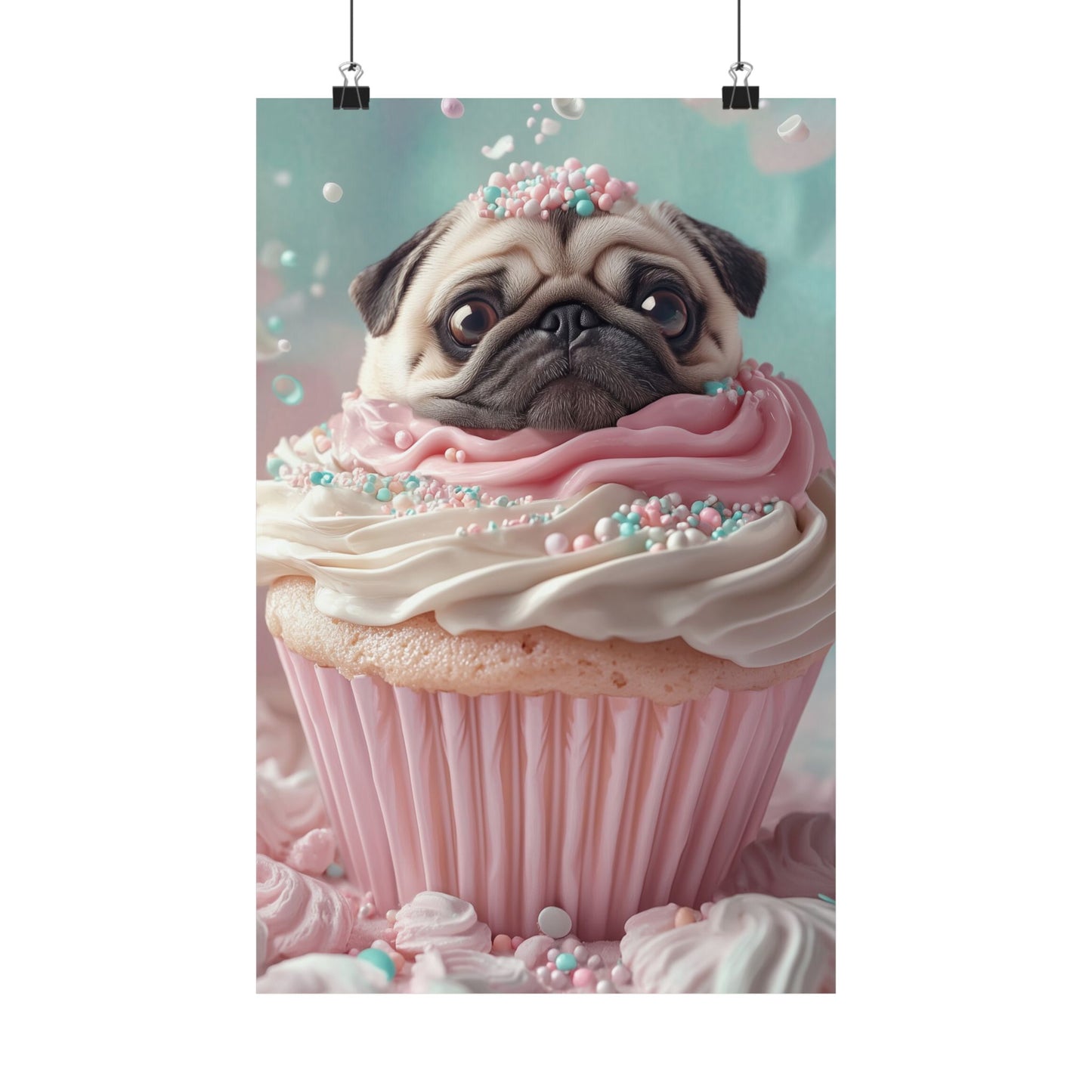 Pug in a Cupcake: "Sugar & Sprinkles" | Matte Vertical Posters | Puppy Love Edition™