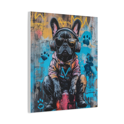 French Bulldog with Headphones: "Street Pup Icon" | Matte Canvas Print, Stretched, 1.25 | City Edition™