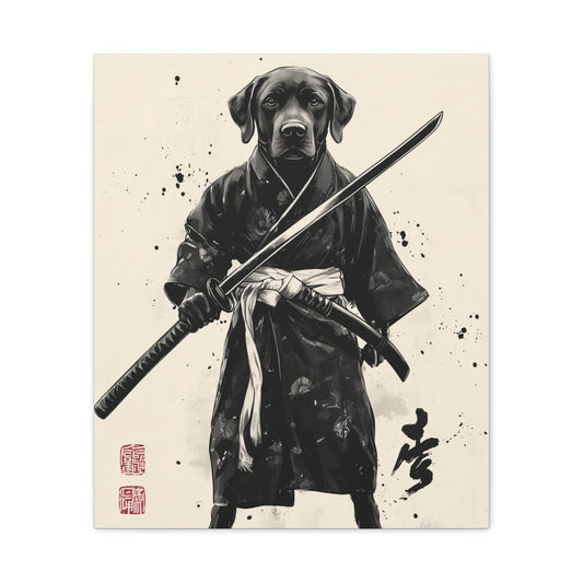 Labrador Samurai: "The Noble Warrior Pup." | Matte Canvas Print, Stretched, 1.25 | Historical Fiction Edition™