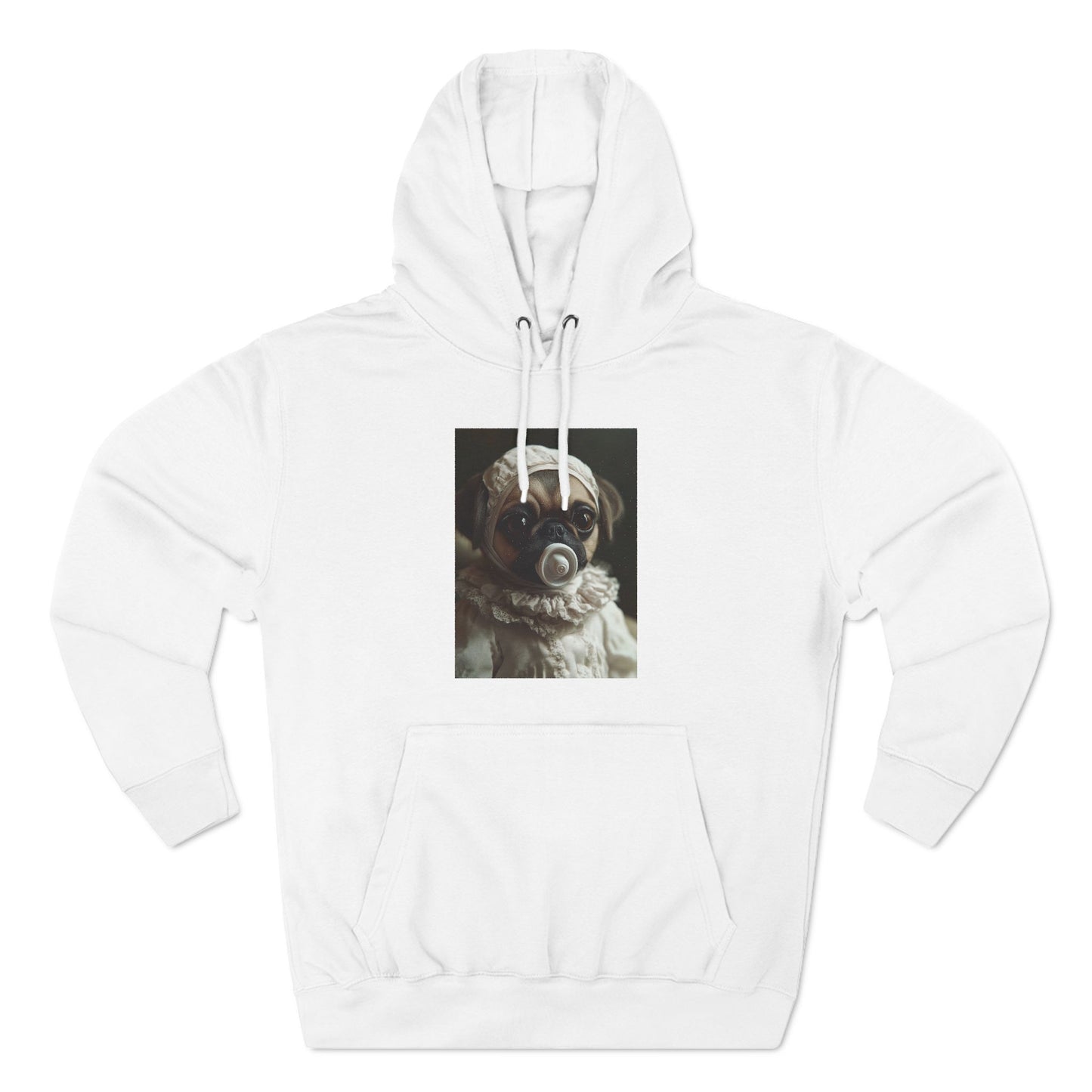 Pug in Ivory Bonnet: "Timeless Innocence" | Hoodie | Puppy Love Edition™