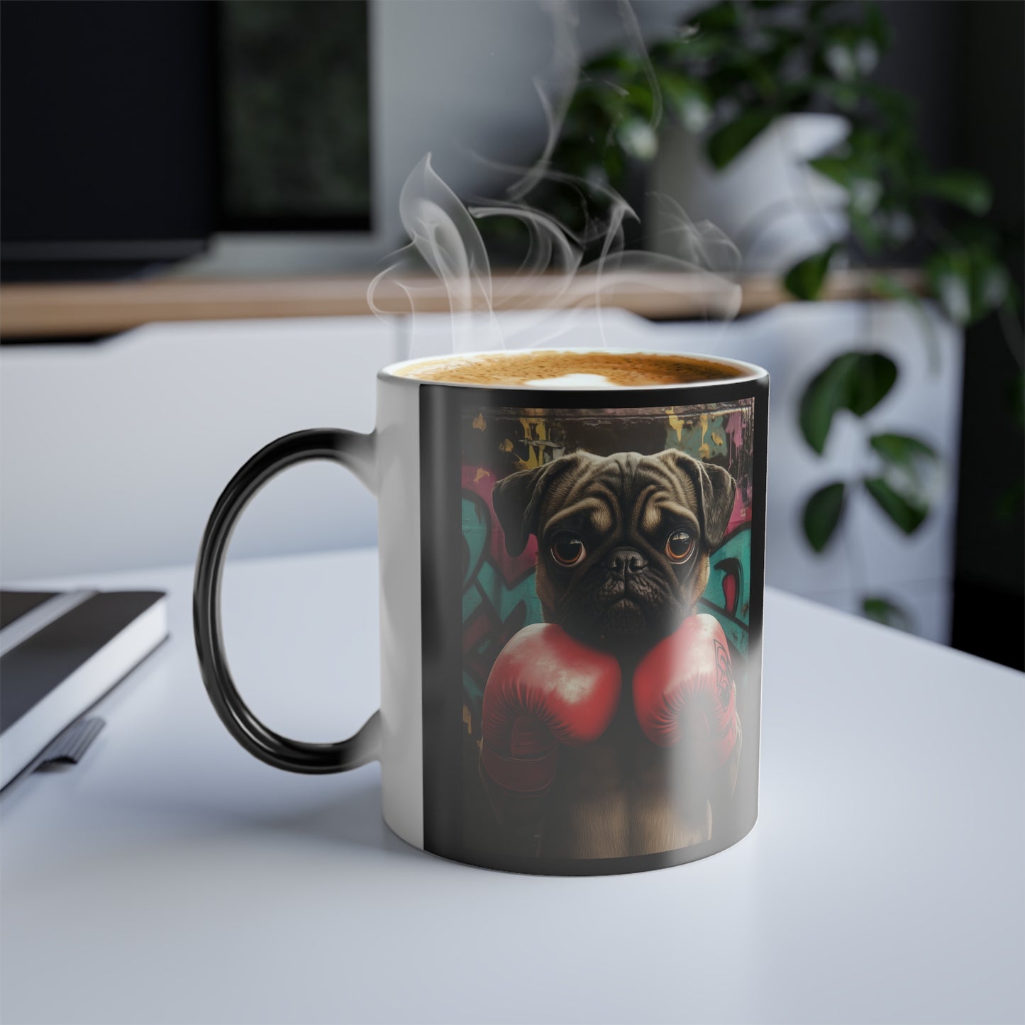 Pug with Boxing Gloves: "Pugilist Pup" | Color Morphing Coffee Mug, 11oz | City Edition™