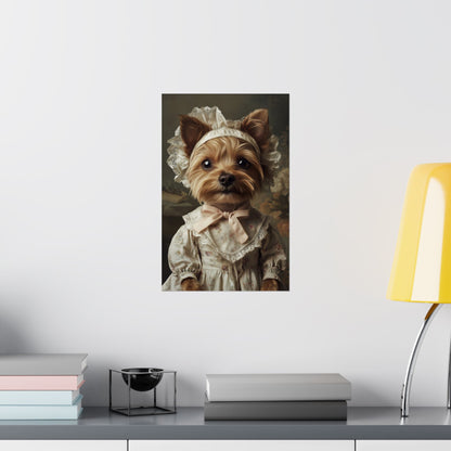 Yorkshire Terrier in Victorian Gown: "Gentle Grace" | Matte Vertical Posters | Puppy Love Edition™