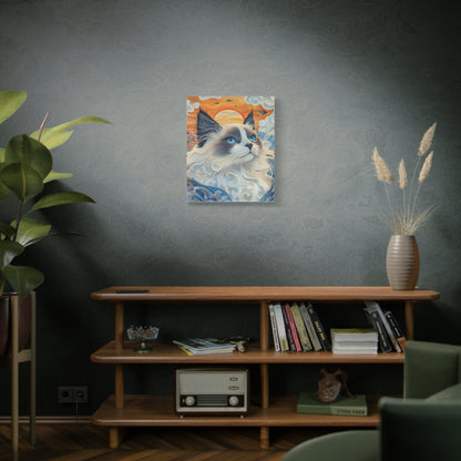 Ragdoll Cat Among Waves: "Oceanic Grace in Fur." | Matte Canvas Print, Stretched, 1.25 | Enchanted Paws Edition™