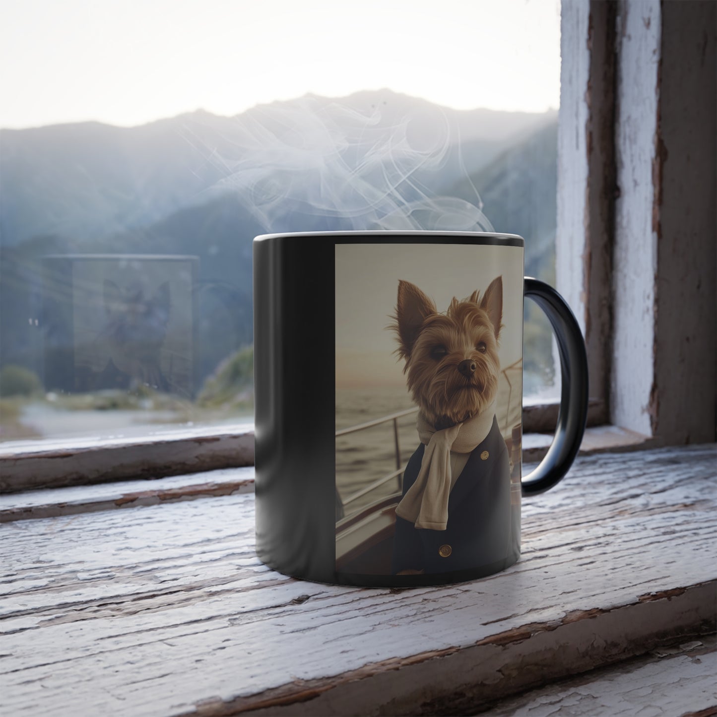 Yorkshire Terrier on a Yacht: "The Maritime Maven" | Color Morphing Coffee Mug, 11oz | Pawgue Chic Edition™