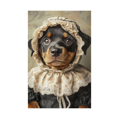 Rottweiler in Victorian Lace Bonnet: "Timeless Companion" | Matte Vertical Posters | Puppy Love Edition™