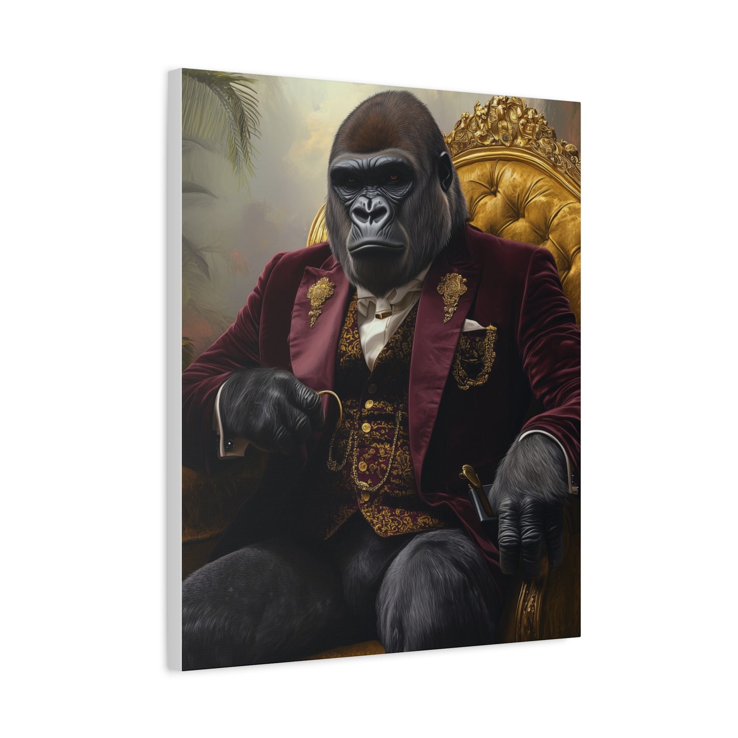 Gorilla in Velvet Suit: "The Jungle Tycoon" | Matte Canvas Print, Stretched, 1.25 | Pawgue Chic Edition™